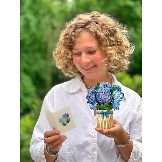 Mini Nantucket Hydrangeas - mini pop up bouquet flower greeting card