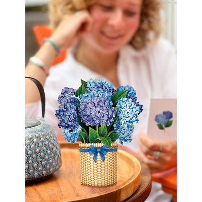 Mini Nantucket Hydrangeas - mini pop up bouquet flower greeting card