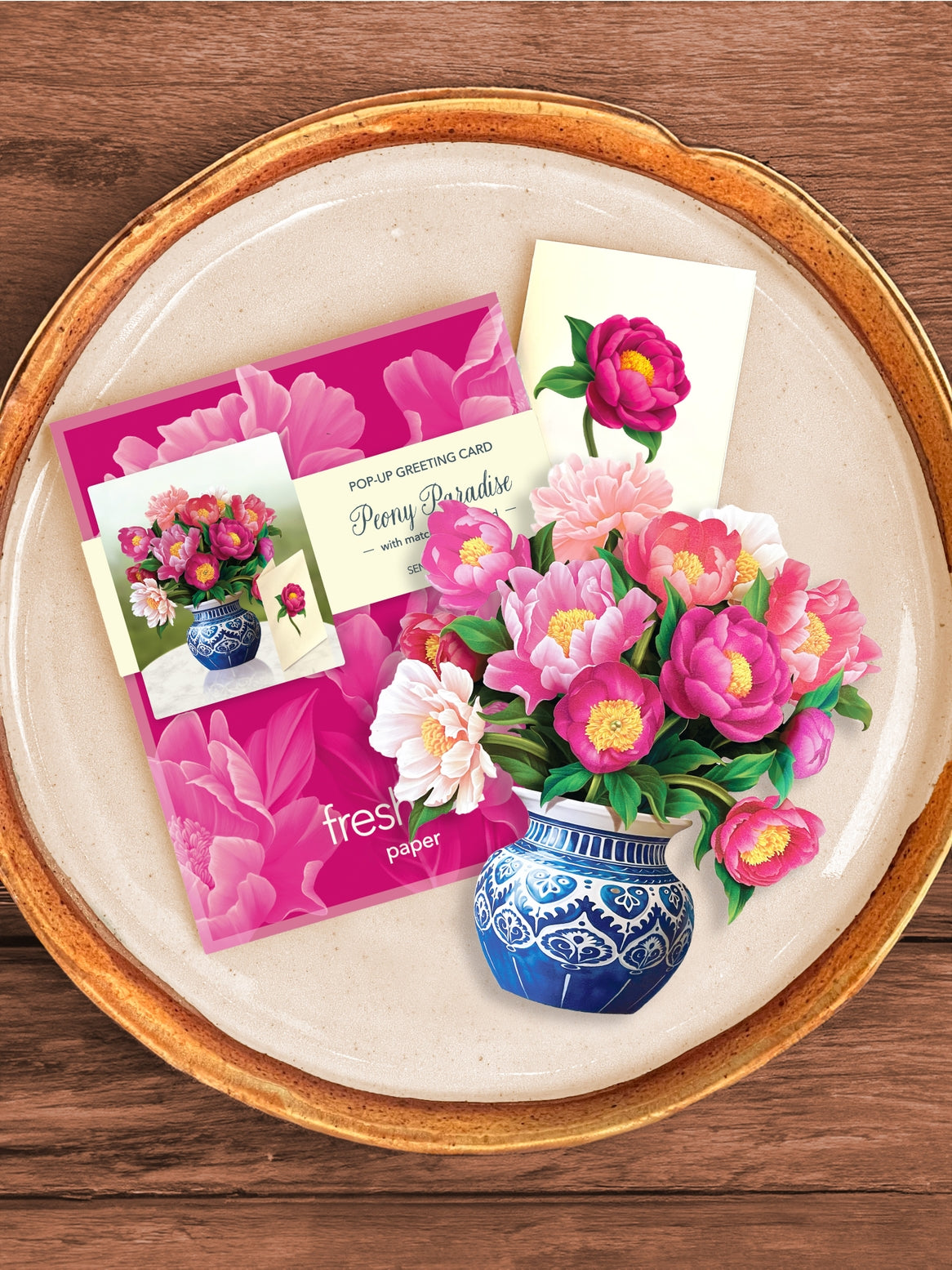 Mini Peony Paradise- mini pop up bouquet flower greeting card