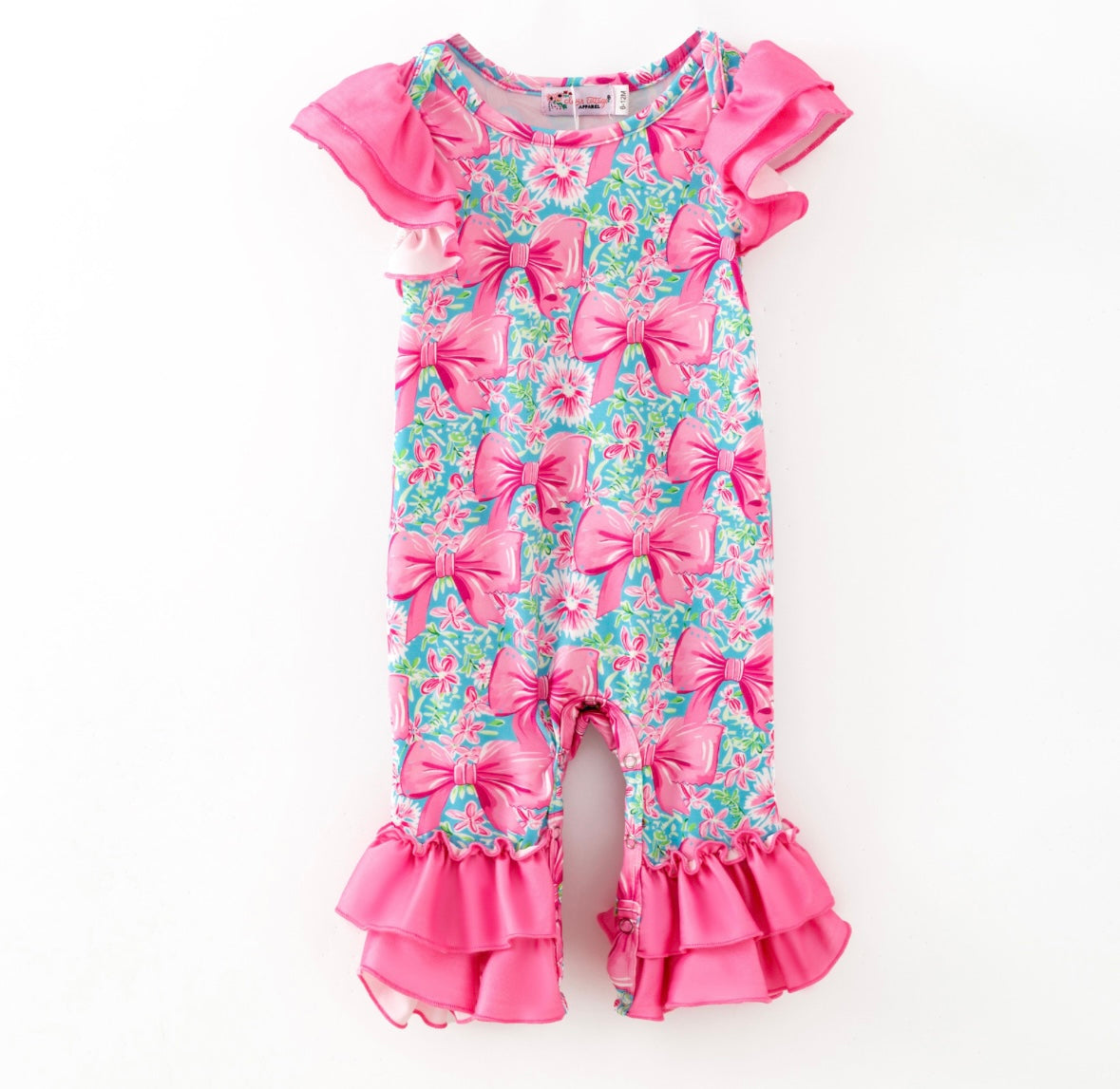 Clothing for Baby Girl - Aqua Spring Ribbon Baby Romper