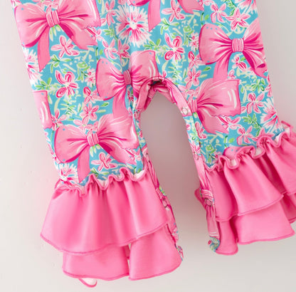 Clothing for Baby Girl - Aqua Spring Ribbon Baby Romper