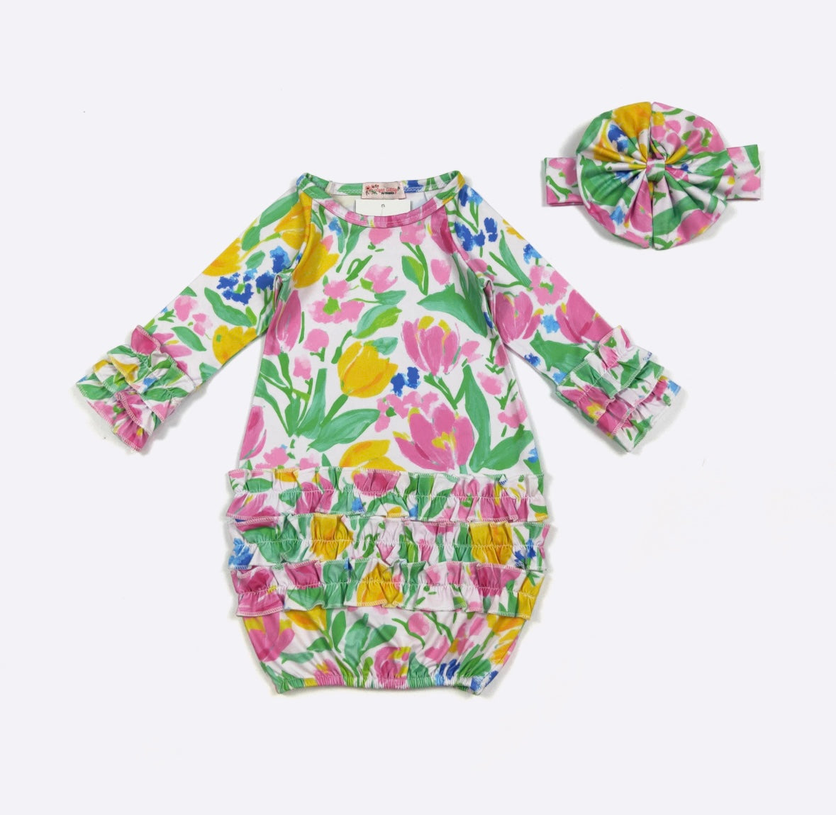 Clothing for Baby Girl - Springtime Baby Gown fits Newborn to 3 Months