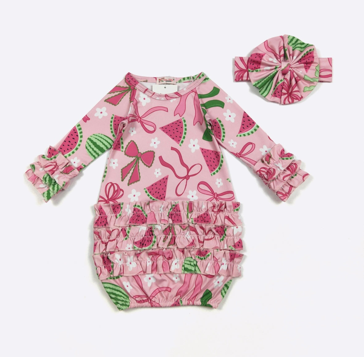 Clothing for Baby Girl - Watermelon Sugar Baby Gown fits Newborn to 3 Months