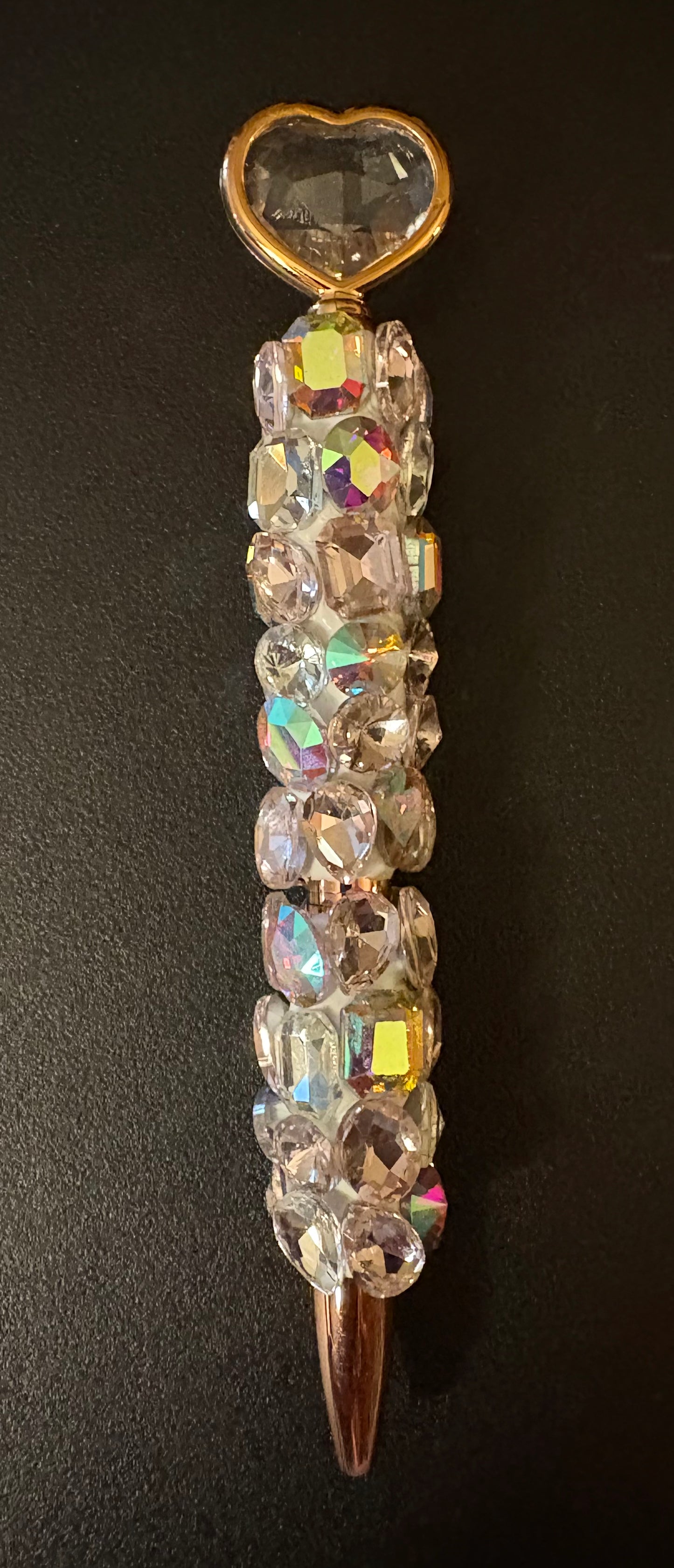 Bling Bling!! Pen with Large Rhinestones and top with beveled glass heart