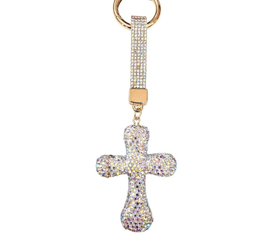 Bling Bling!! Rhinestone Cross keychain/ bag charm - available in 2 colors: