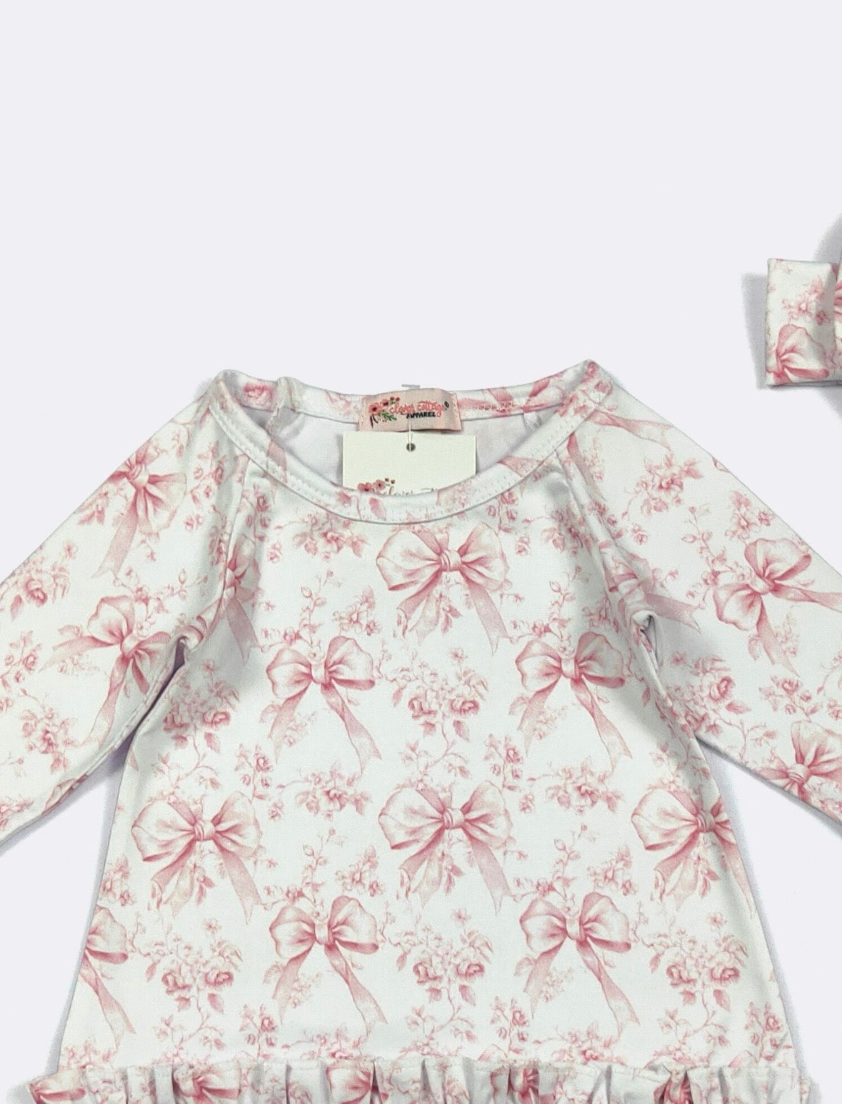 Clothing for Baby Girl - Faded Pink Bow Baby Gown