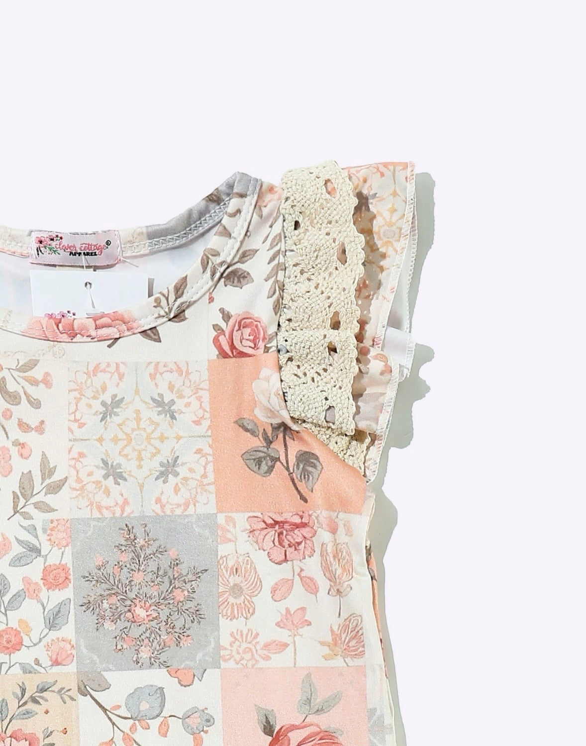 Clothing for Baby Girl - Peachy Patchwork Baby Romper