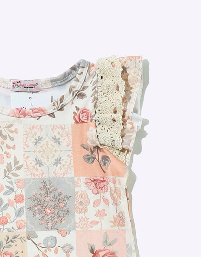 Clothing for Baby Girl - Peachy Patchwork Baby Romper