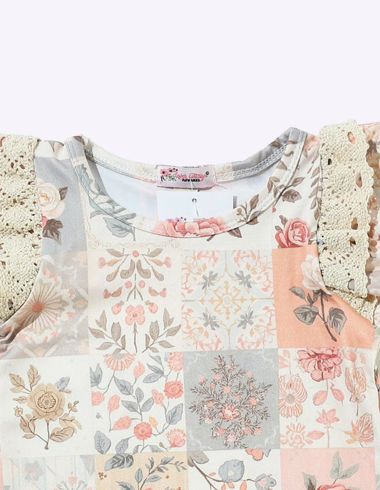 Clothing for Baby Girl - Peachy Patchwork Baby Romper