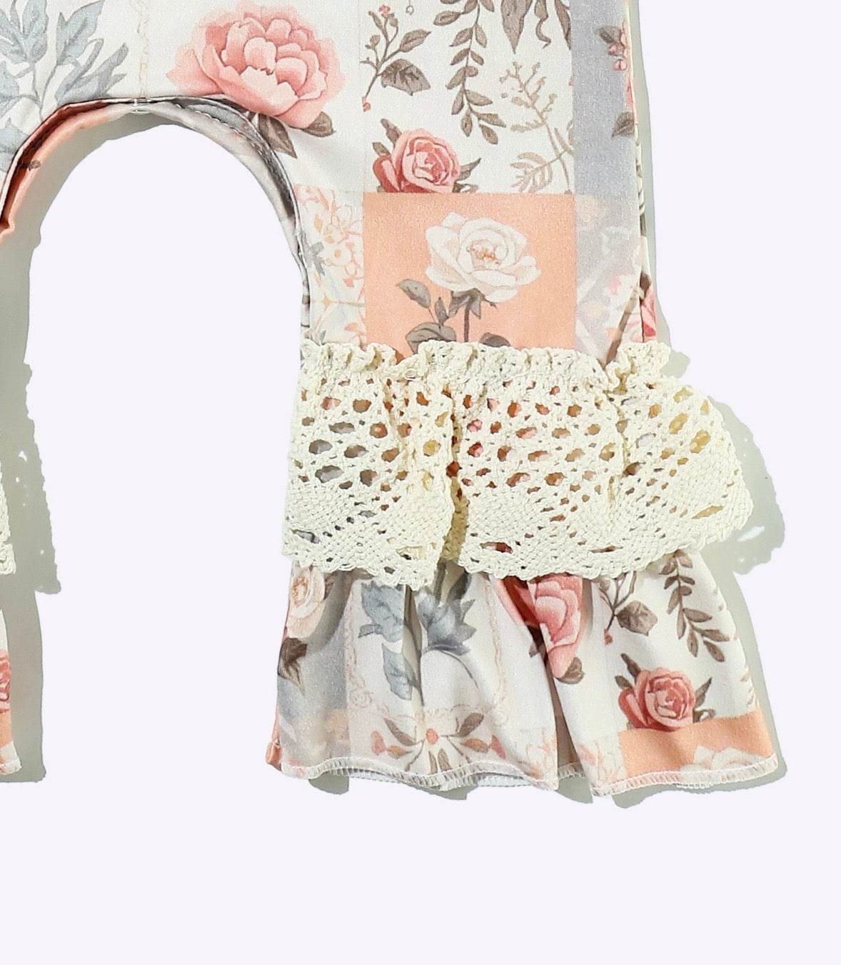 Clothing for Baby Girl - Peachy Patchwork Baby Romper