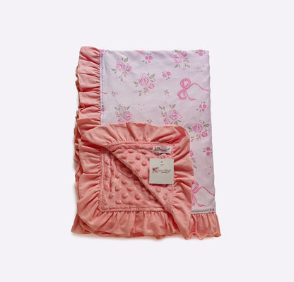 Baby Blanket - Pink Rosebud Bow Blanket