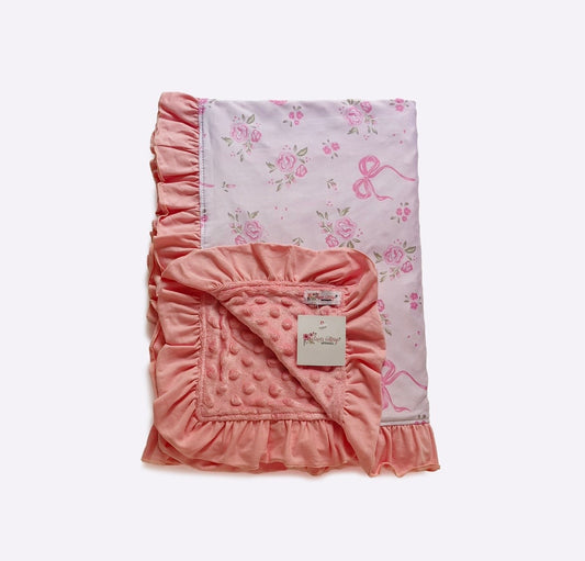 Baby Blanket - Pink Rosebud Bow Blanket