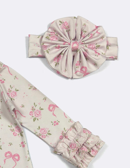 Clothing for Baby Girl - Pink Rosebud Bow Baby Gown