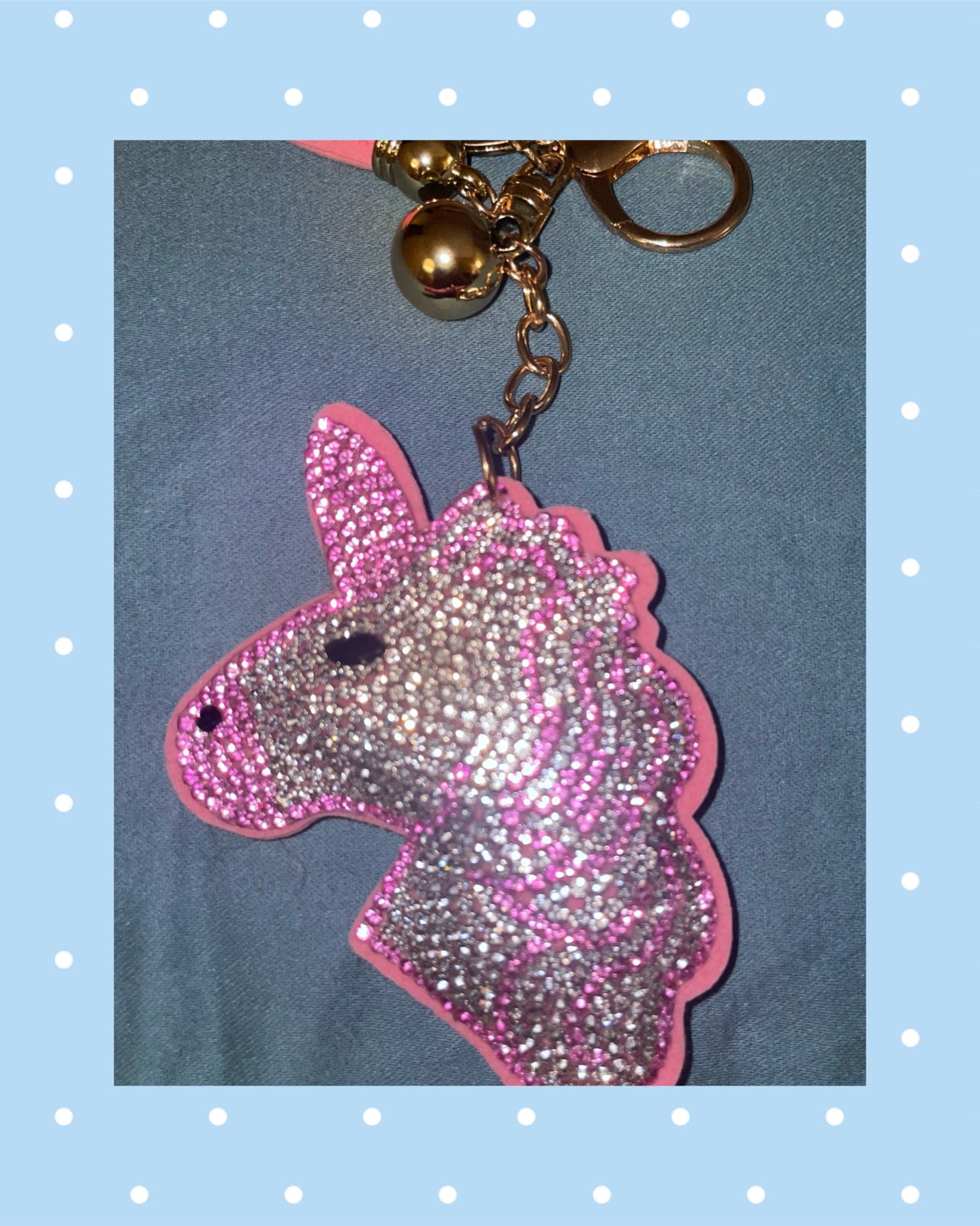 Bling Rhinestone Unicorn Puffy Tassel Keychain Purse Charm
