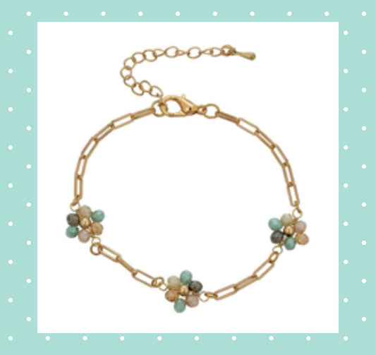 Dainty Chain Flower Bead Bracelet