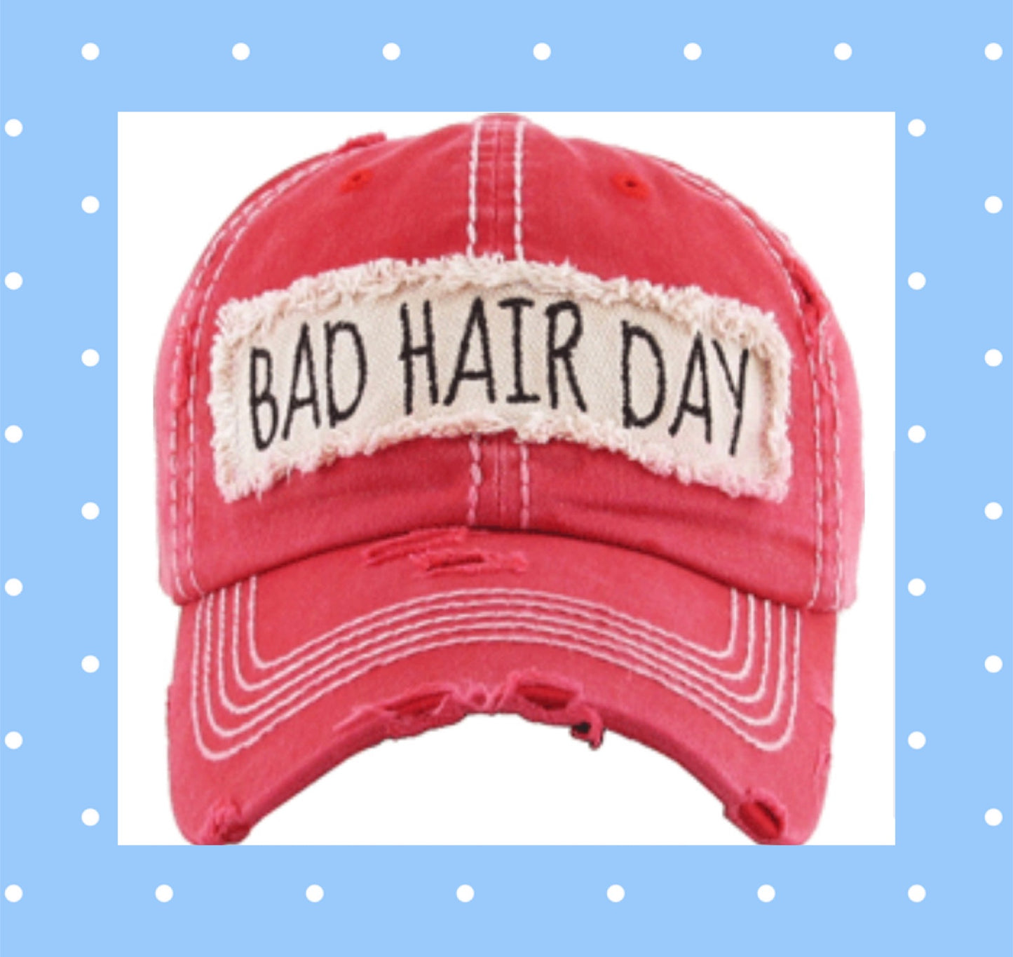 Distressed Bad Hair Day hat, baseball cap, 3 colors