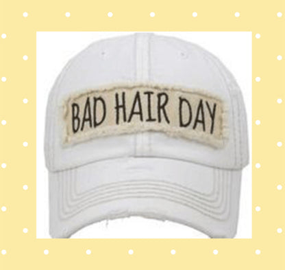 Distressed Bad Hair Day hat, baseball cap, 3 colors