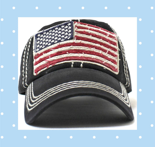 Distressed Hat - American Flag hat, baseball cap
