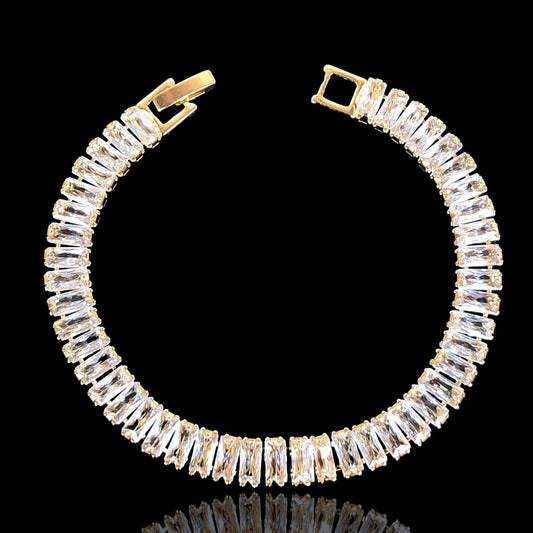 18K Gold Plated Baguette Tennis Bracelet with Clasp