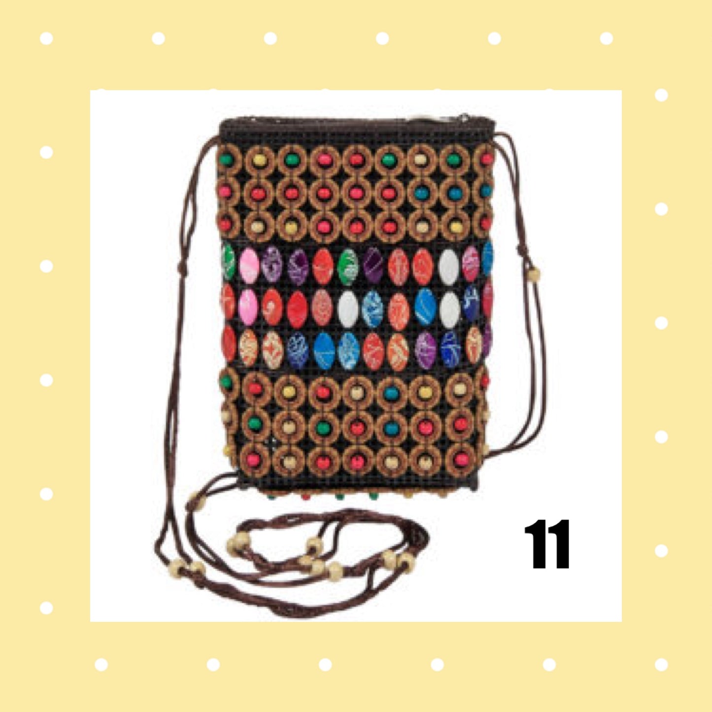 Crossbody Woven Colorful Wooden Beads Bag