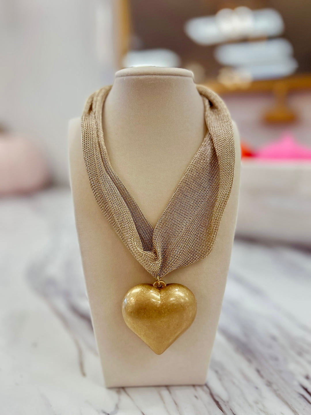 Bold Heart Mesh Necklace available in 2 colors