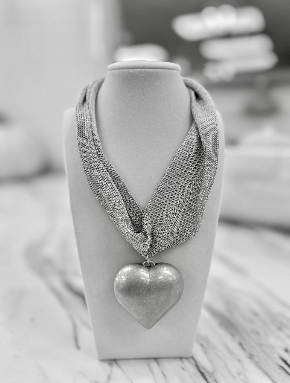 Bold Heart Mesh Necklace available in 2 colors
