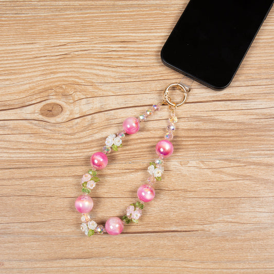 Flower Crystal Phone Wristlet Lanyard
