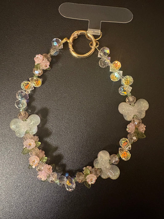 Butterfly Crystal Phone Wristlet Lanyard