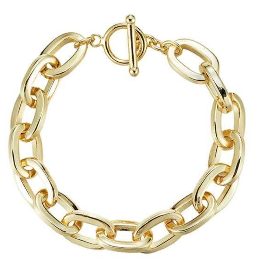 Bracelet - Polished GP Fancy Link Toggle