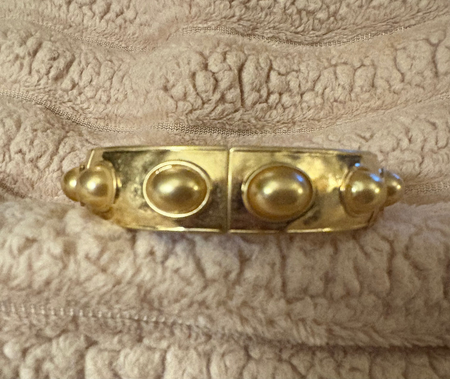 Hammered Gold Stretch Statement Bracelet with Ovals Cabs available in 6 colors