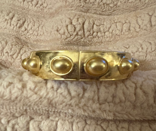 Hammered Gold Stretch Statement Bracelet with Ovals Cabs available in 6 colors