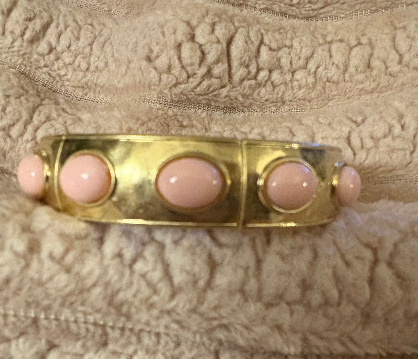 Hammered Gold Stretch Statement Bracelet with Ovals Cabs available in 6 colors
