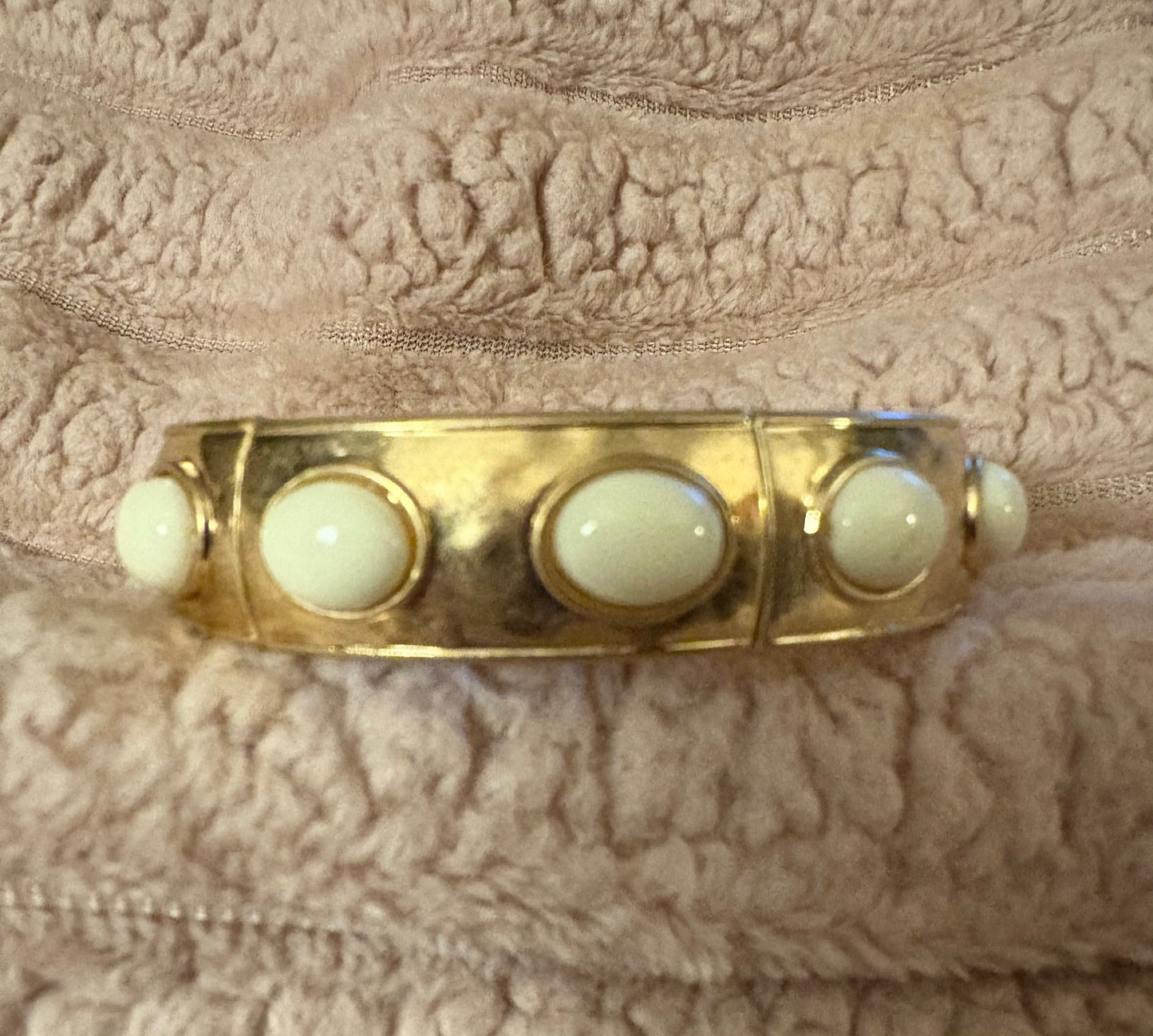 Hammered Gold Stretch Statement Bracelet with Ovals Cabs available in 6 colors