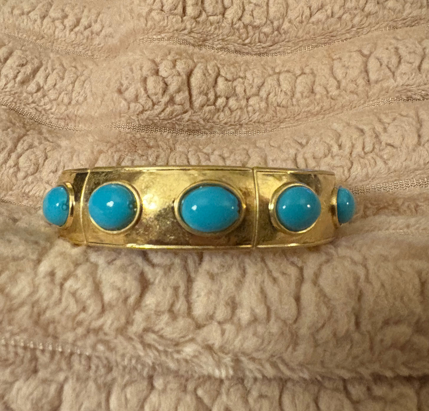 Hammered Gold Stretch Statement Bracelet with Ovals Cabs available in 6 colors