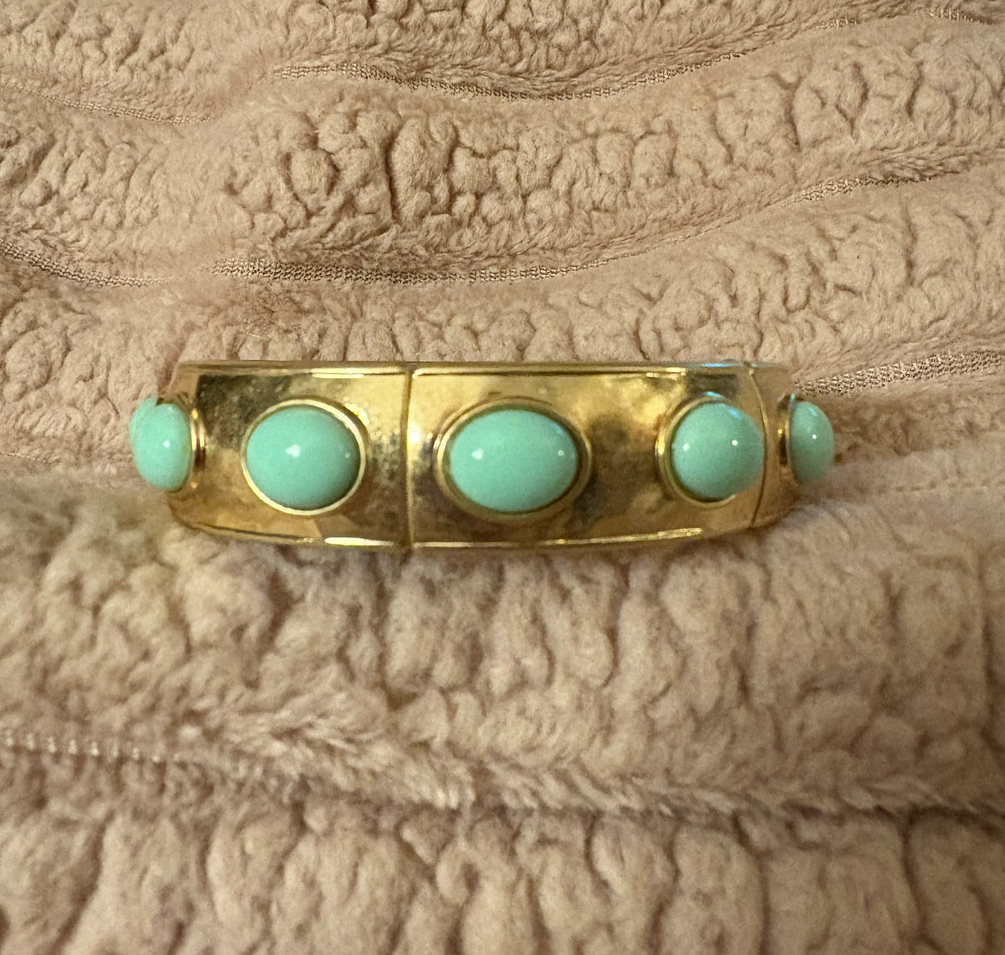 Hammered Gold Stretch Statement Bracelet with Ovals Cabs available in 6 colors