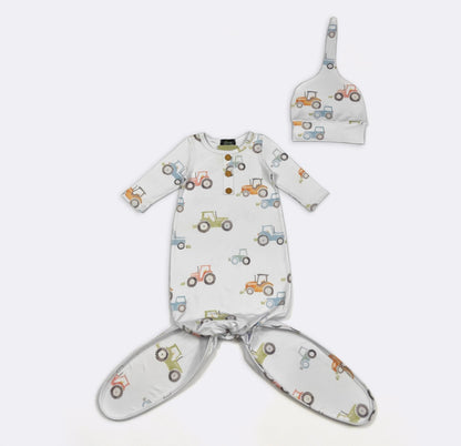 Clothing for Baby boy - Tractor Trot Baby Knotted Gown