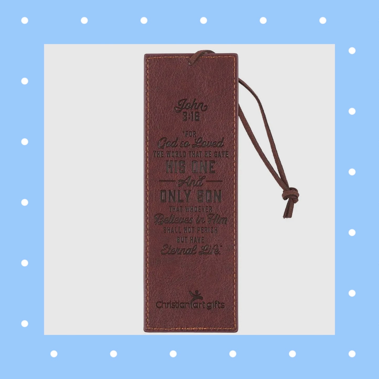John 3:16 Two-Tone Brown Faux Leather Bookmark With Cross
