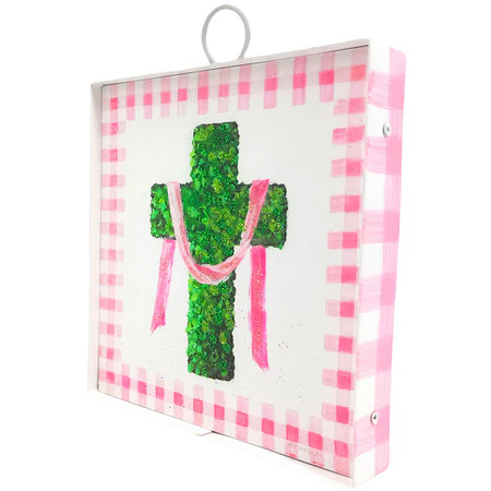 Decor - RTC Mini Art Pink Boxwood Cross