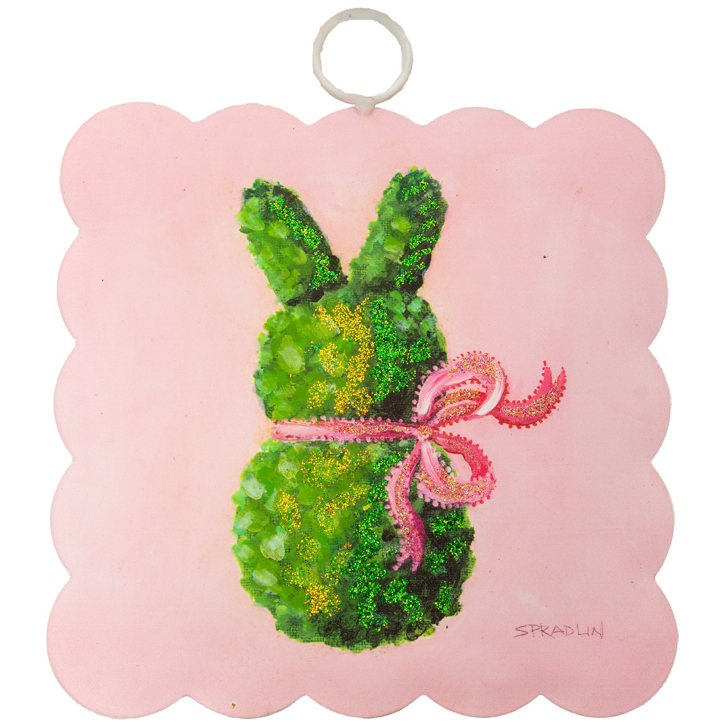 Decor - RTC Mini Scallop Pink Boxwood Bunny