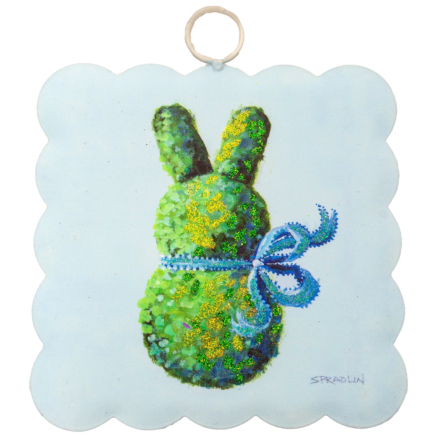 Decor - RTC Mini Scallop Blue Boxwood Bunny