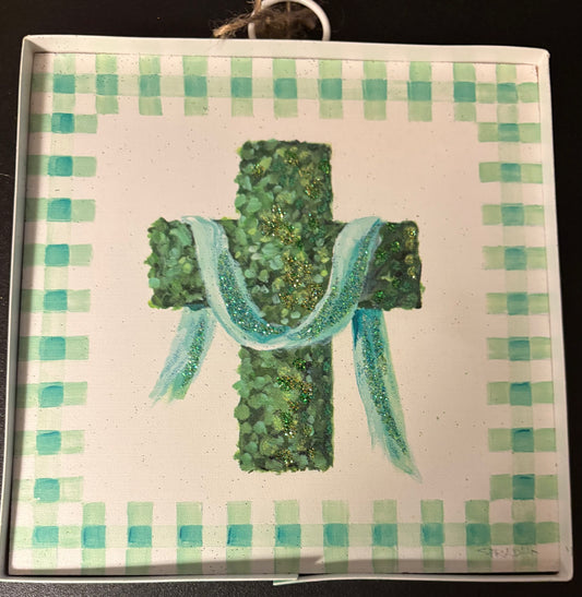 Decor - RTC Mini Art Green Boxwood Cross