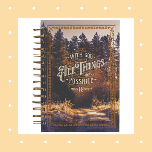All Things Are Possible Pine Forest Large Wirebound Journal - Matthew 19:26