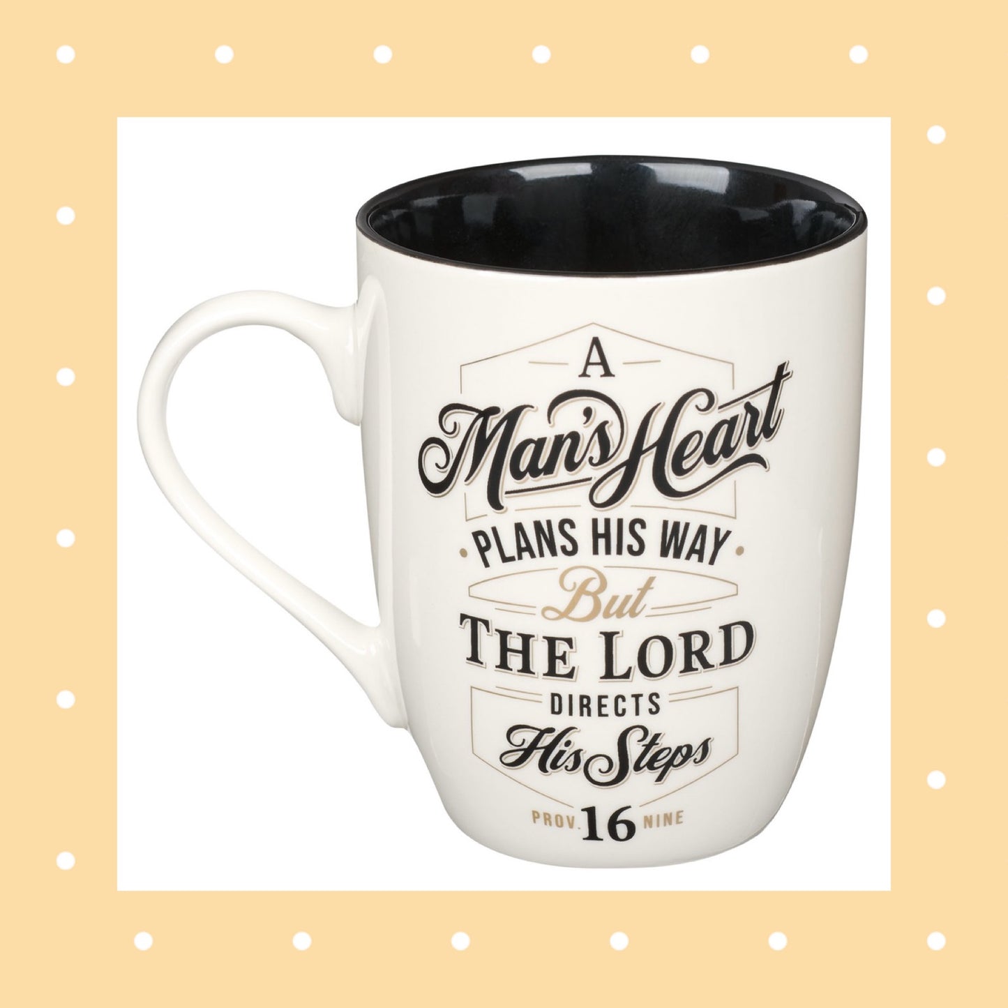 The Lord Directs His Steps White and Black Ceramic Coffee Mug - Proverbs 16:9