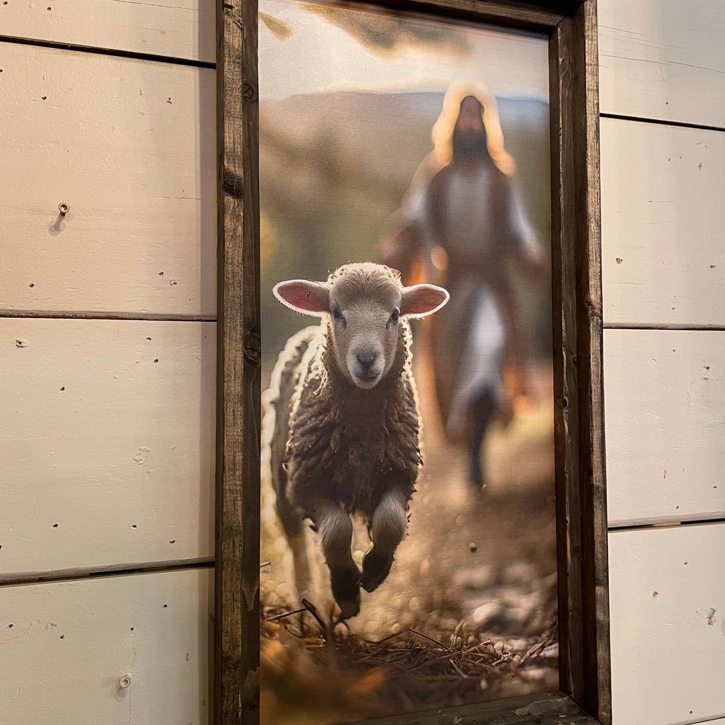 LOC - Good Shepherd Chasing Lost Sheep 14.5” x 28.5”