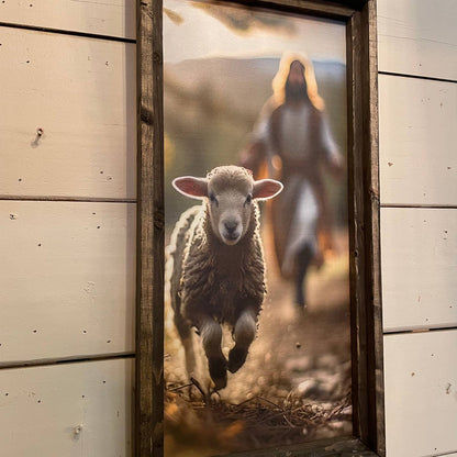 LOC - Good Shepherd Chasing Lost Sheep 14.5” x 28.5”