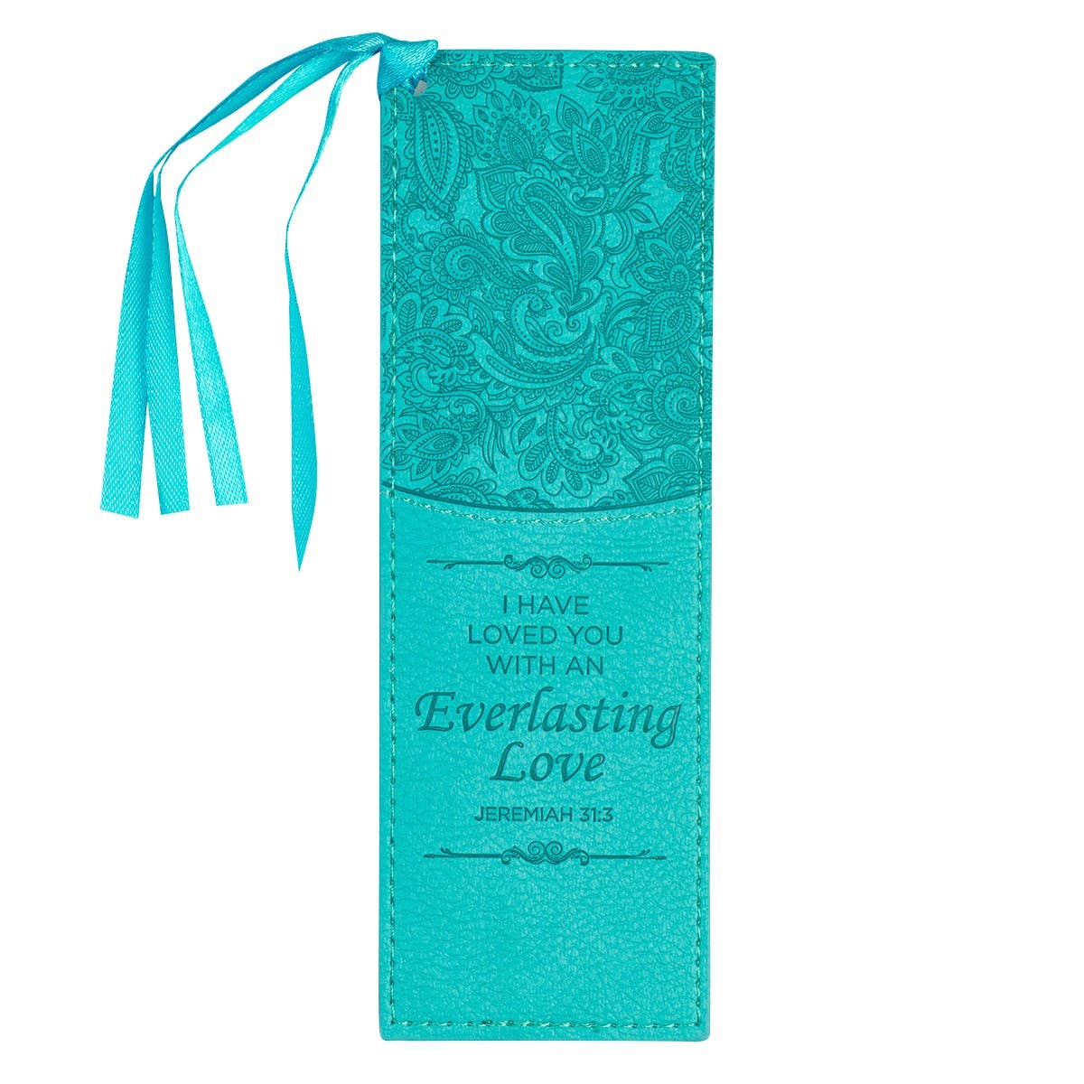 Bookmark Faux Leather Teal Everlasting Love Jer. 31:3