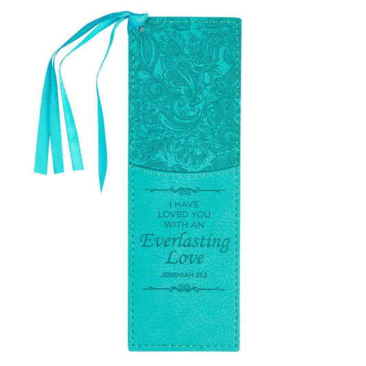 Bookmark Faux Leather Teal Everlasting Love Jer. 31:3
