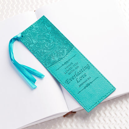 Bookmark Faux Leather Teal Everlasting Love Jer. 31:3