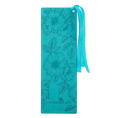 Bookmark Faux Leather Teal Strength & Dignity Prov. 31:25