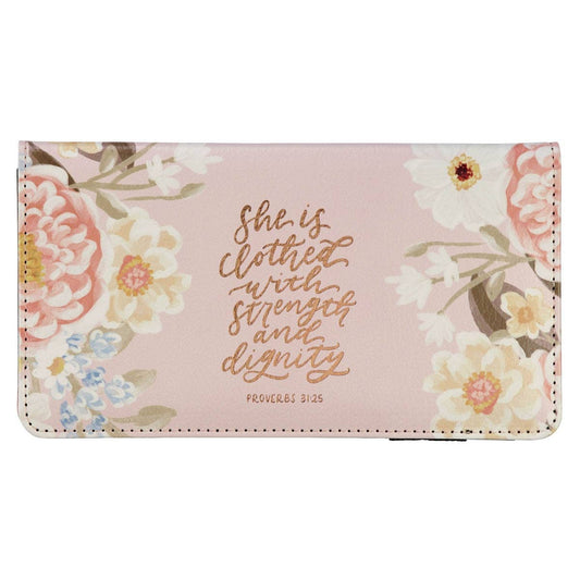 Checkbook Wallet Pink Strength & Dignity Prov. 31:25
